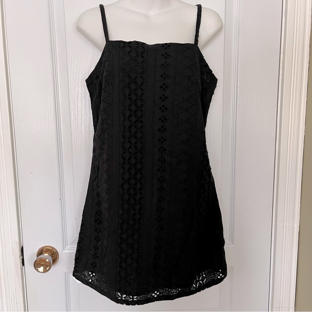 Sanctuary Eyelet Sleeveless Black Mini Dress
